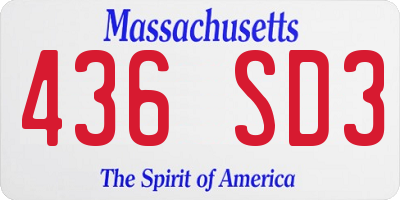 MA license plate 436SD3