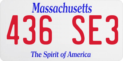 MA license plate 436SE3