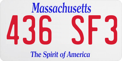 MA license plate 436SF3