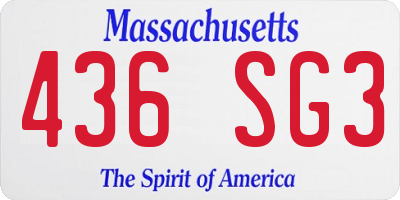 MA license plate 436SG3