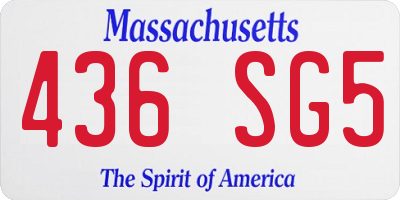 MA license plate 436SG5