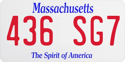 MA license plate 436SG7