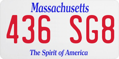 MA license plate 436SG8
