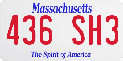 MA license plate 436SH3