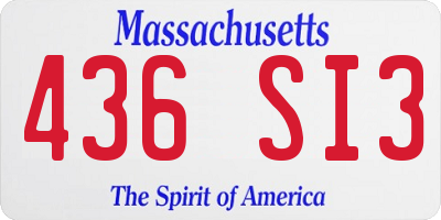 MA license plate 436SI3