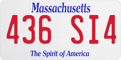 MA license plate 436SI4