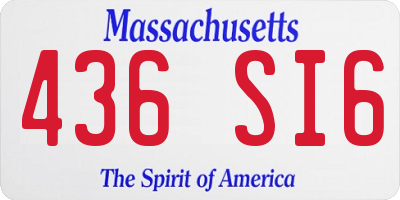 MA license plate 436SI6