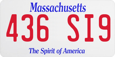 MA license plate 436SI9