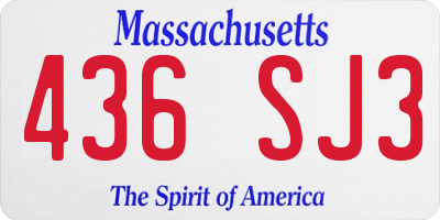MA license plate 436SJ3