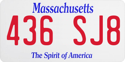 MA license plate 436SJ8