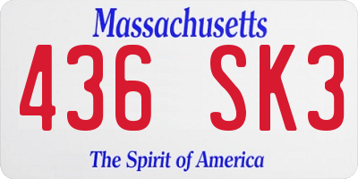 MA license plate 436SK3