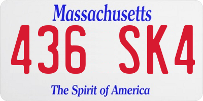 MA license plate 436SK4