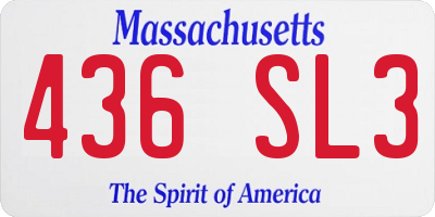 MA license plate 436SL3
