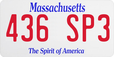 MA license plate 436SP3