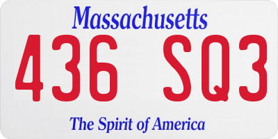 MA license plate 436SQ3