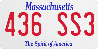 MA license plate 436SS3