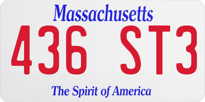 MA license plate 436ST3