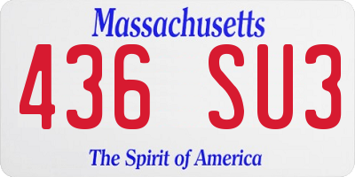 MA license plate 436SU3