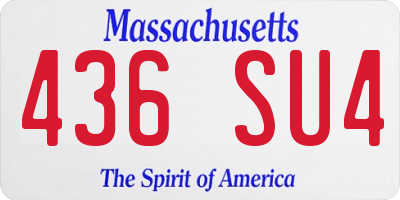 MA license plate 436SU4
