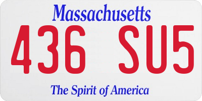 MA license plate 436SU5
