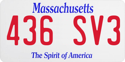 MA license plate 436SV3