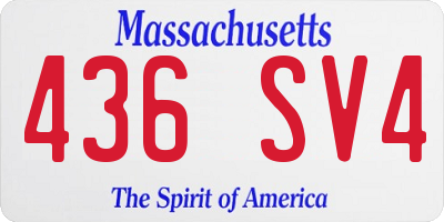 MA license plate 436SV4