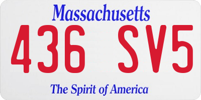 MA license plate 436SV5