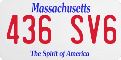 MA license plate 436SV6