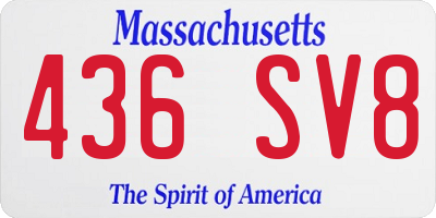 MA license plate 436SV8