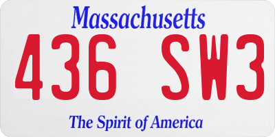 MA license plate 436SW3