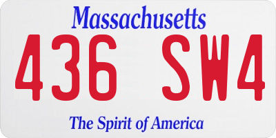 MA license plate 436SW4