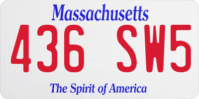 MA license plate 436SW5