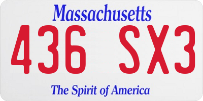 MA license plate 436SX3