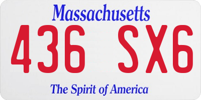 MA license plate 436SX6