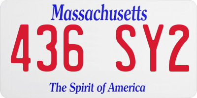 MA license plate 436SY2