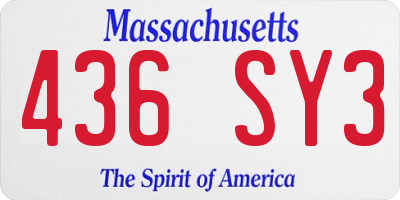 MA license plate 436SY3