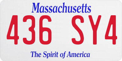 MA license plate 436SY4
