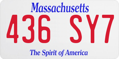 MA license plate 436SY7