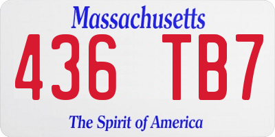 MA license plate 436TB7