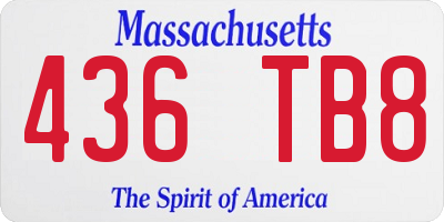 MA license plate 436TB8