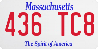 MA license plate 436TC8