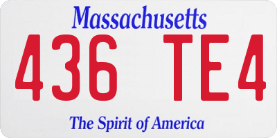 MA license plate 436TE4