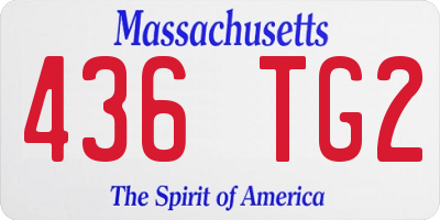 MA license plate 436TG2