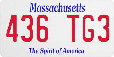 MA license plate 436TG3