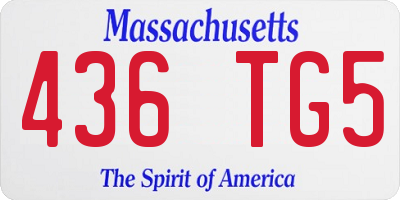 MA license plate 436TG5