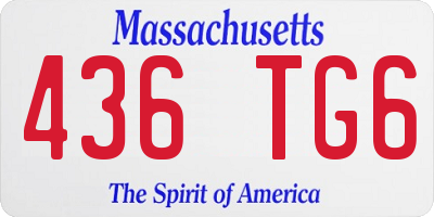 MA license plate 436TG6