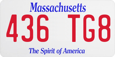MA license plate 436TG8