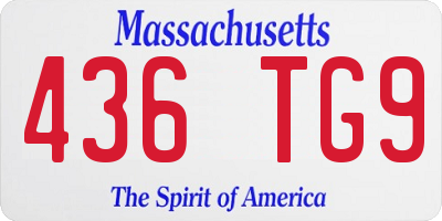 MA license plate 436TG9