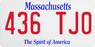 MA license plate 436TJ0