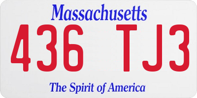 MA license plate 436TJ3